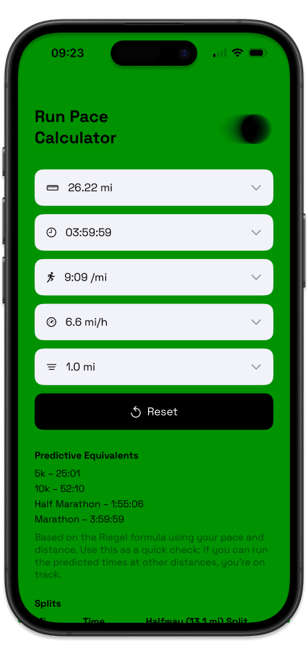 Running Pace Calculator Preview